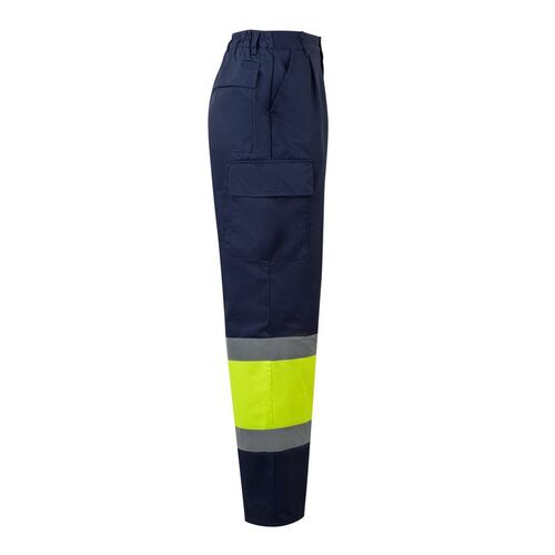 Pantaln multibolsillos bsico de alta visibilidad Azul Marino / Amarillo Fluor (60) Talla L