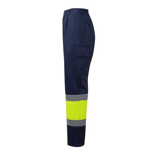 Pantalón multibolsillos básico de alta visibilidad Azul Marino / Amarillo Fluor (60) Talla XL