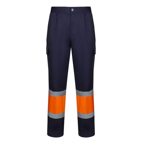 Pantalón de alta visibilidad básico Azul Marino / Naranja Fluor (1/19) Talla XL