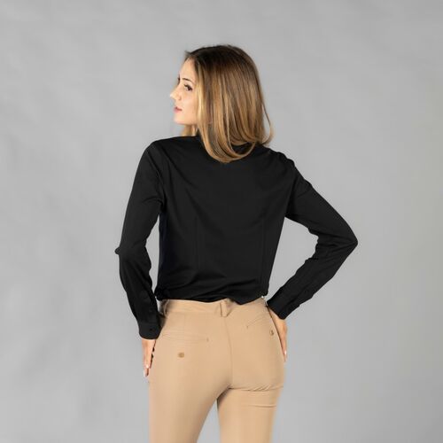 Camisa de mujer con tejido INTERLOCK Mod. CERDEA (001) Negro Talla XS