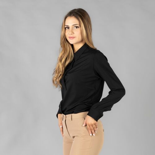 Camisa de mujer con tejido INTERLOCK Mod. CERDEA (001) Negro Talla XS