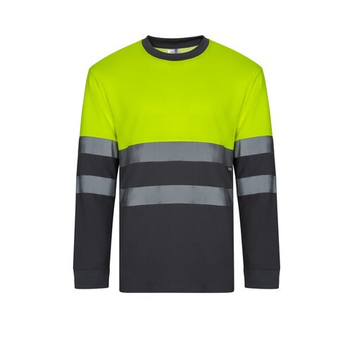 Camiseta de alta visibilidad con algodón Mod. 305615 Gris / Amarillo Flúor (80) Talla M