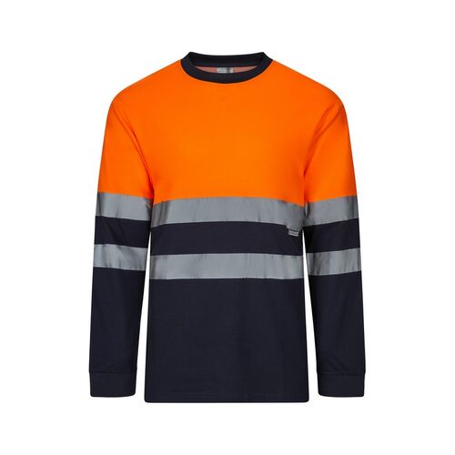 Camiseta de alta visibilidad con algodón Mod. 305615 Naranaja Flúor / Azul Marino (210) Talla S