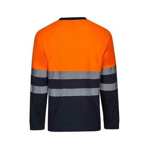 Camiseta de alta visibilidad con algodón Mod. 305615 Naranaja Flúor / Azul Marino (210) Talla S