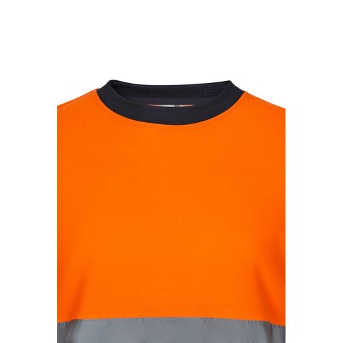 Camiseta de alta visibilidad con algodón Mod. 305615 Naranaja Flúor / Azul Marino (210) Talla S