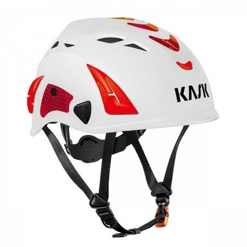 Casco con barbuquejo Mod. KASK SUPER PLASMA HI VIZ (241) Blanco / Rojo Talla nica