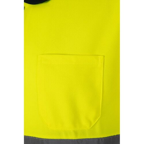 Polo manga corta de alta visibilidad (serigrafía en pecho y espalda a 2 colores) Amarillo Fluor / Azul Marino Talla M