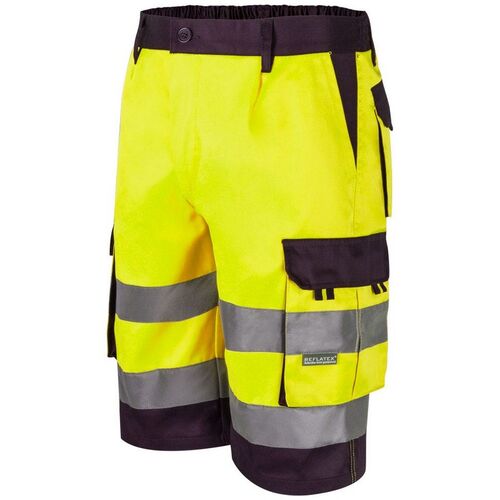 Bermuda de alta visibilidad Mod. 303004 (serigrafía en tapeta a 1 color) Amarillo Fluor / Azul Marino Talla M