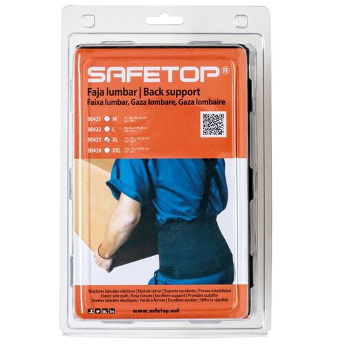 Faja lumbar elástica con velcro y tirantes Negro Talla XL