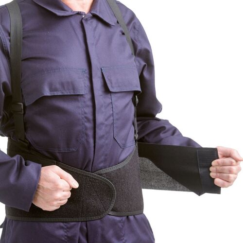 Faja lumbar elástica con velcro y tirantes Negro Talla XXL