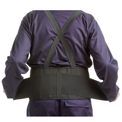 Faja lumbar elástica con velcro y tirantes Negro Talla XXL
