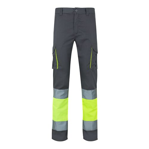 Pantalón stretch de alta visibilidad bicolor Gris / Amarillo Flúor (80) Talla XXL