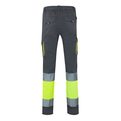 Pantalón stretch de alta visibilidad bicolor Gris / Amarillo Flúor (80) Talla XXL