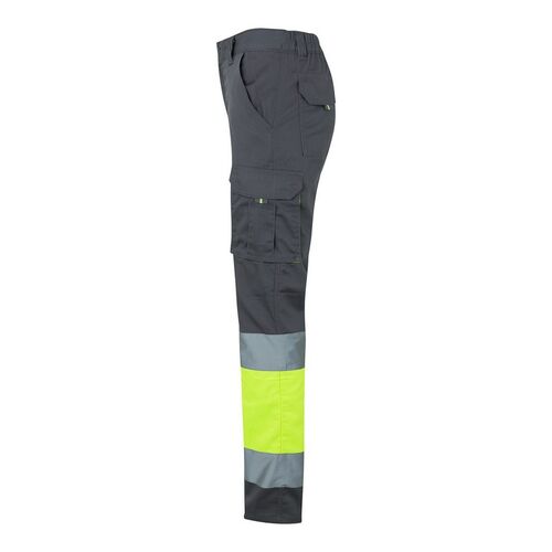 Pantalón stretch de alta visibilidad bicolor Gris / Amarillo Flúor (80) Talla XXL