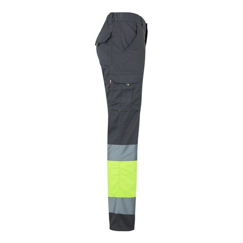 Pantalón stretch de alta visibilidad bicolor Gris / Amarillo Flúor (80) Talla XXL