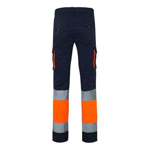 Pantaln stretch de alta visibilidad bicolor Azul Marino / Naranja Fluor (1/19) Talla S