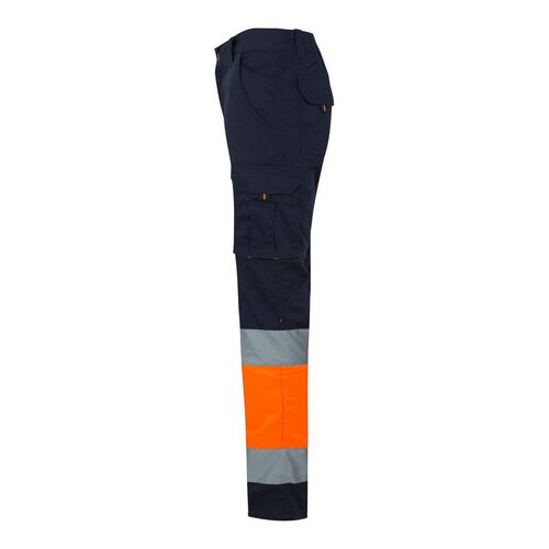 Pantaln stretch de alta visibilidad bicolor Azul Marino / Naranja Fluor (1/19) Talla S