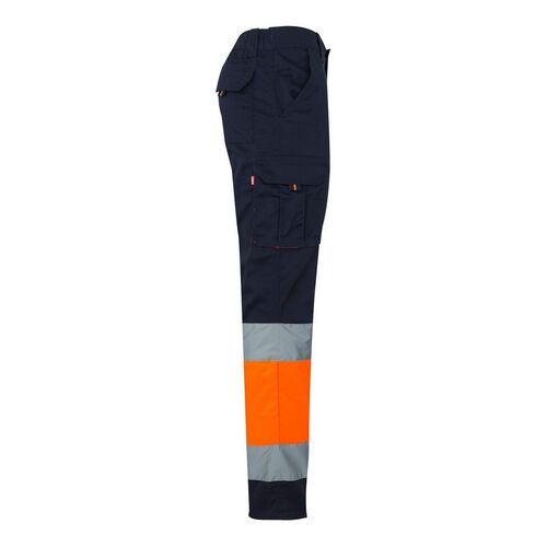 Pantaln stretch de alta visibilidad bicolor Azul Marino / Naranja Fluor (1/19) Talla S