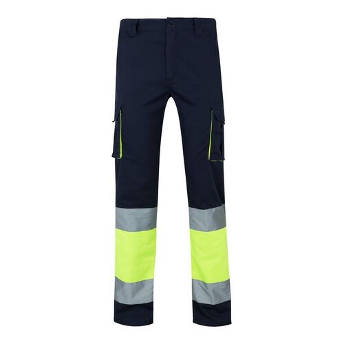 Pantaln stretch de alta visibilidad bicolor Azul Marino / Amarillo Fluor (60) Talla L