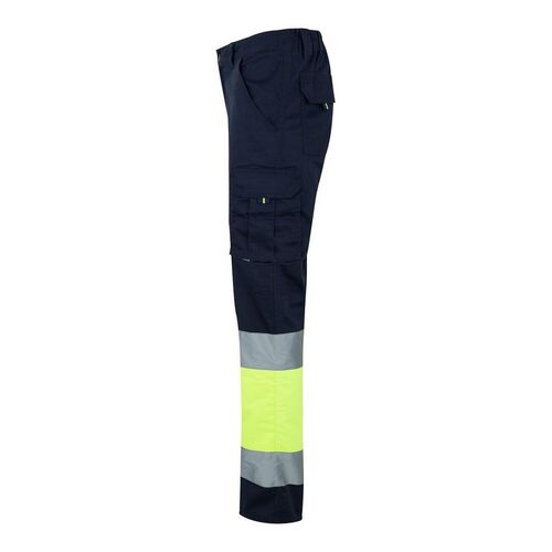 Pantaln stretch de alta visibilidad bicolor Azul Marino / Amarillo Fluor (60) Talla L