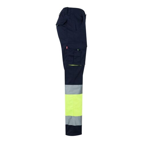 Pantaln stretch de alta visibilidad bicolor Azul Marino / Amarillo Fluor (60) Talla L