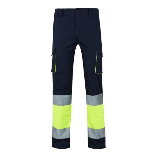 Pantalón stretch de alta visibilidad bicolor Azul Marino / Amarillo Fluor (60) Talla XL
