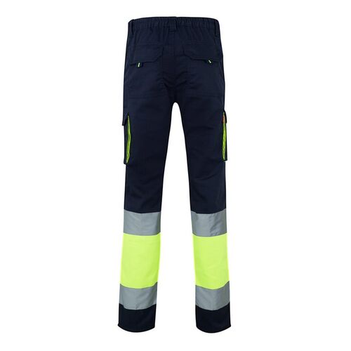 Pantalón stretch de alta visibilidad bicolor Azul Marino / Amarillo Fluor (60) Talla XL