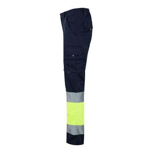 Pantalón stretch de alta visibilidad bicolor Azul Marino / Amarillo Fluor (60) Talla XL