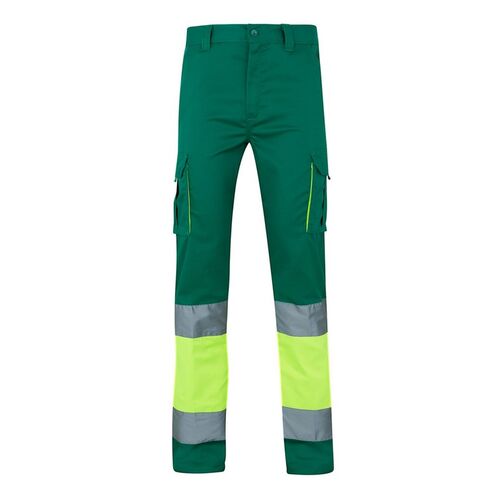 Pantaln elstico de alta visibilidad bicolor Verde / Amarillo Flor (120) Talla S