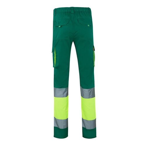 Pantalón elástico de alta visibilidad bicolor Verde / Amarillo Flúor (120) Talla S