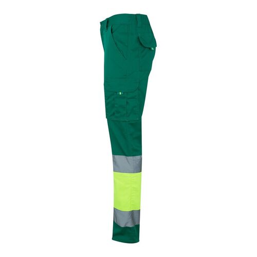 Pantalón elástico de alta visibilidad bicolor Verde / Amarillo Flúor (120) Talla S