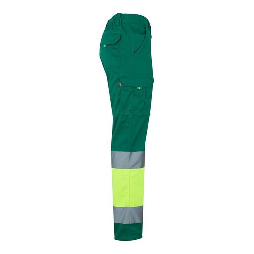 Pantalón elástico de alta visibilidad bicolor Verde / Amarillo Flúor (120) Talla S