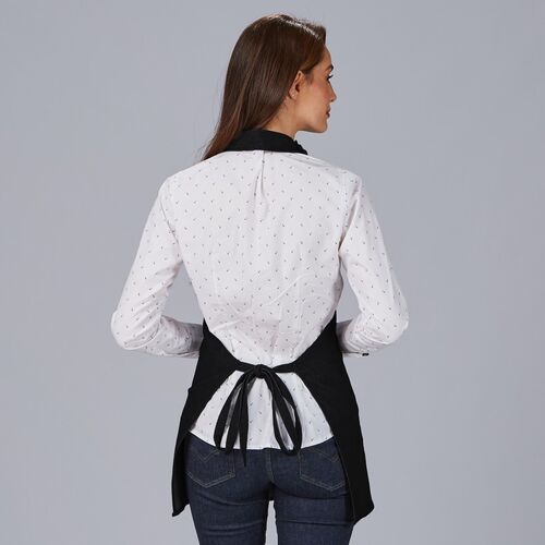 Delantal con peto en pico. Sarga poliester 80x65 cms. Negro (001)