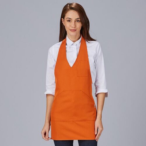 Delantal con peto en pico. Sarga poliester 80x65 cms. (615) Sarga Pol Naranja Talla Única