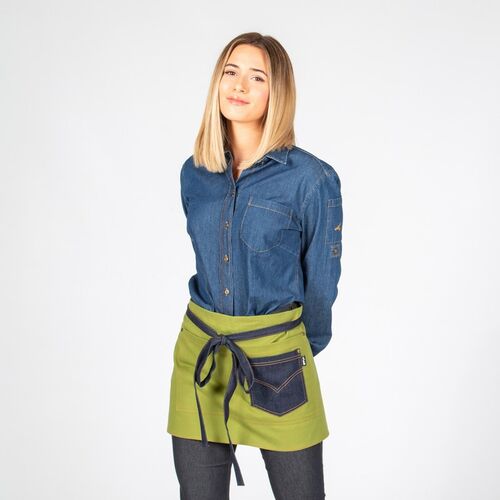 Delantal corto combi tejano añil (121) Verde Oliva Talla Única
