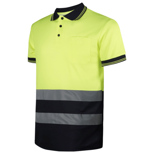 Polo alta visibilidad PIQUÉ combinado manga corta
