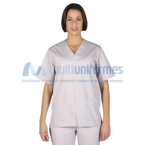 Blusa sanitaria cuello pico (117) Gris Perla Talla S