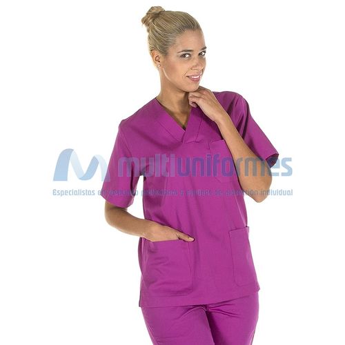 Blusa sanitaria cuello pico (119) Malva Talla L