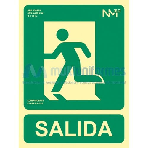 Seal de evacuacin SALIDA IZQUIERDA. CLASE B (PVC 0'7 mm) Tamao 224x300 mm