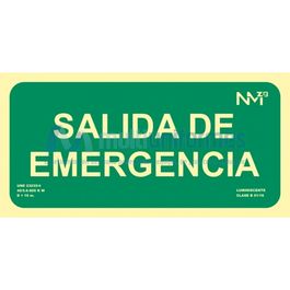 Señal de evacuación SALIDA DE EMERGENCIA. CLASE B (PVC 0'7 mm) Tamaño 300x150 mm