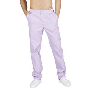 Pantalón sanitario con botón y cremallera. Lila (123) Talla L