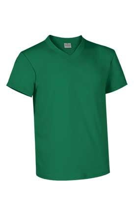 Camiseta cuello pico manga corta 160 grs. 100% algodón. Verde Kelly Talla S
