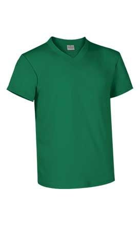 Camiseta cuello pico manga corta 160 grs. 100% algodn. Verde Kelly Talla S