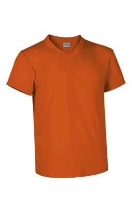 Camiseta cuello pico manga corta 160 grs. 100% algodón. Naranja Talla S