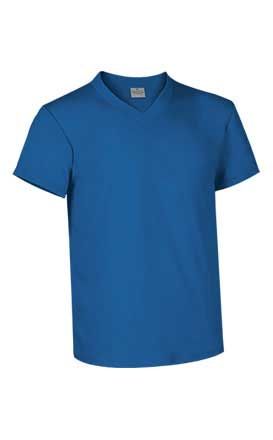 Camiseta cuello pico manga corta 160 grs. 100% algodón. Azul Royal Talla S