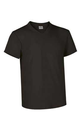 Camiseta cuello pico manga corta 160 grs. 100% algodón. Negro Talla S