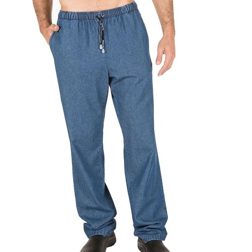 Pantalón con goma y cordón acabado tejano lavado (805) Tejano Grueso Lavado Talla L