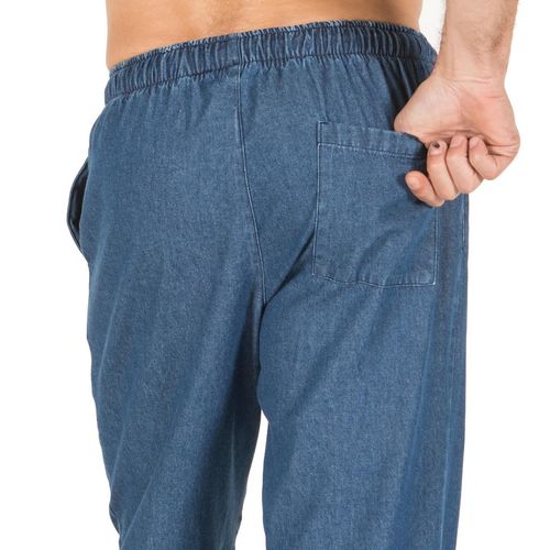 Pantalón con goma y cordón acabado tejano lavado (805) Tejano Grueso Lavado Talla L