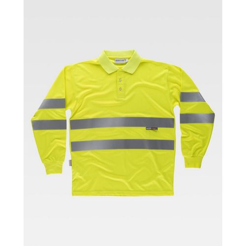 Polo de alta visibilidad de manga larga Amarillo Fluor Talla S