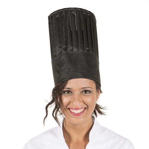 Gorro alto de cocinero de nylon (001) Negro Talla 58